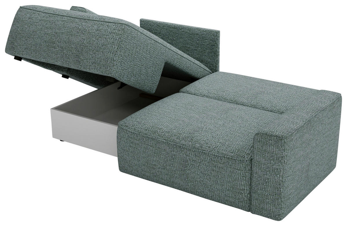 ECKSOFA in Chenille Grün  - Schwarz/Grün, Design, Kunststoff/Textil (144/233cm) - Livetastic