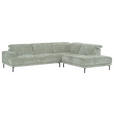 ECKSOFA Mintgrün Chenille Kopfteilverstellung, Sitztiefenverstellung  - Schwarz/Mintgrün, Design, Textil/Metall (307/243cm) - Xora