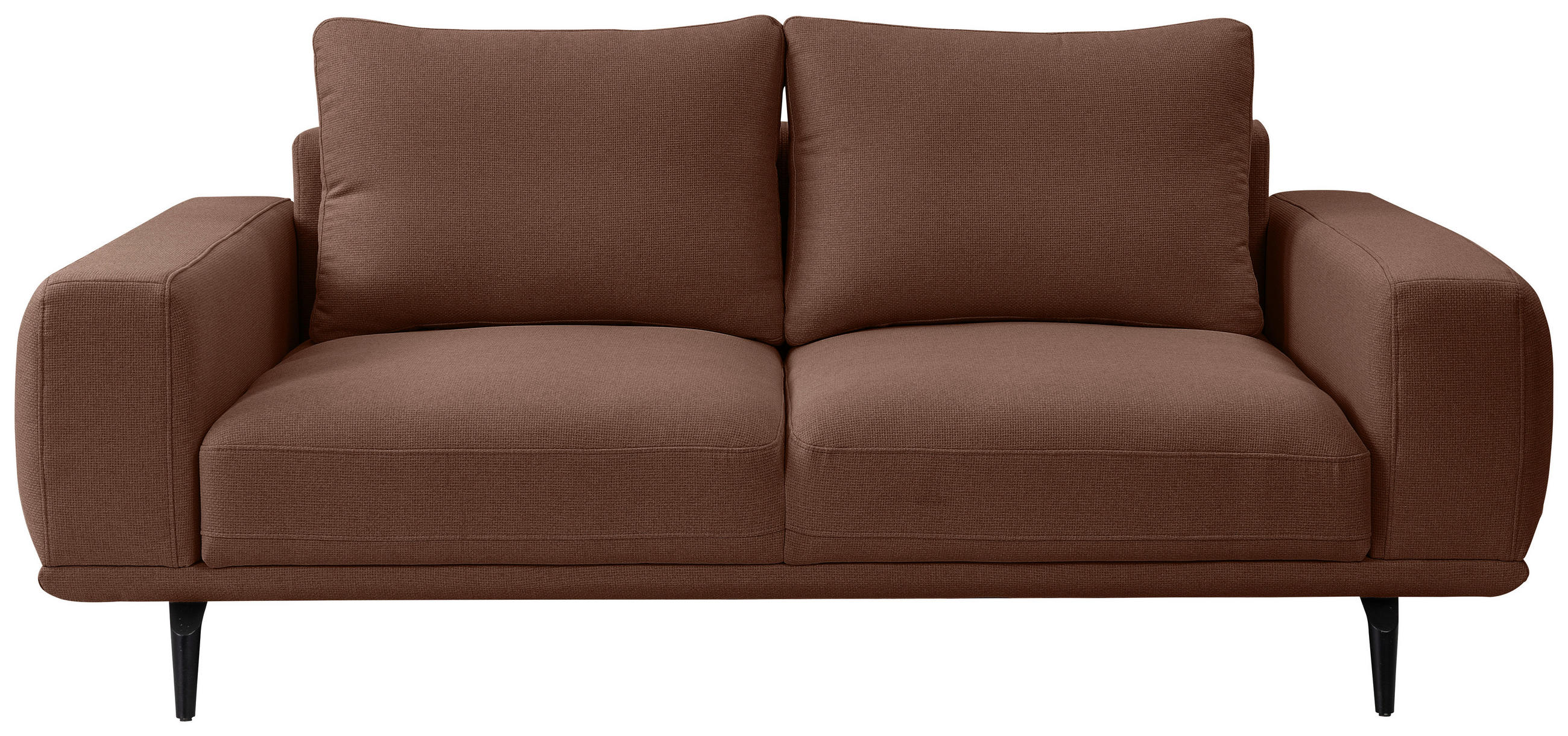 2-SITZER-SOFA Webstoff Braun  - Schwarz/Braun, MODERN, Textil/Metall (202/89/115cm) - MID.YOU