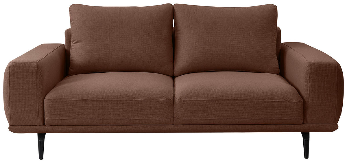 2-SITZER-SOFA in Webstoff Braun  - Schwarz/Braun, Modern, Textil/Metall (202/89/115cm) - MID.YOU