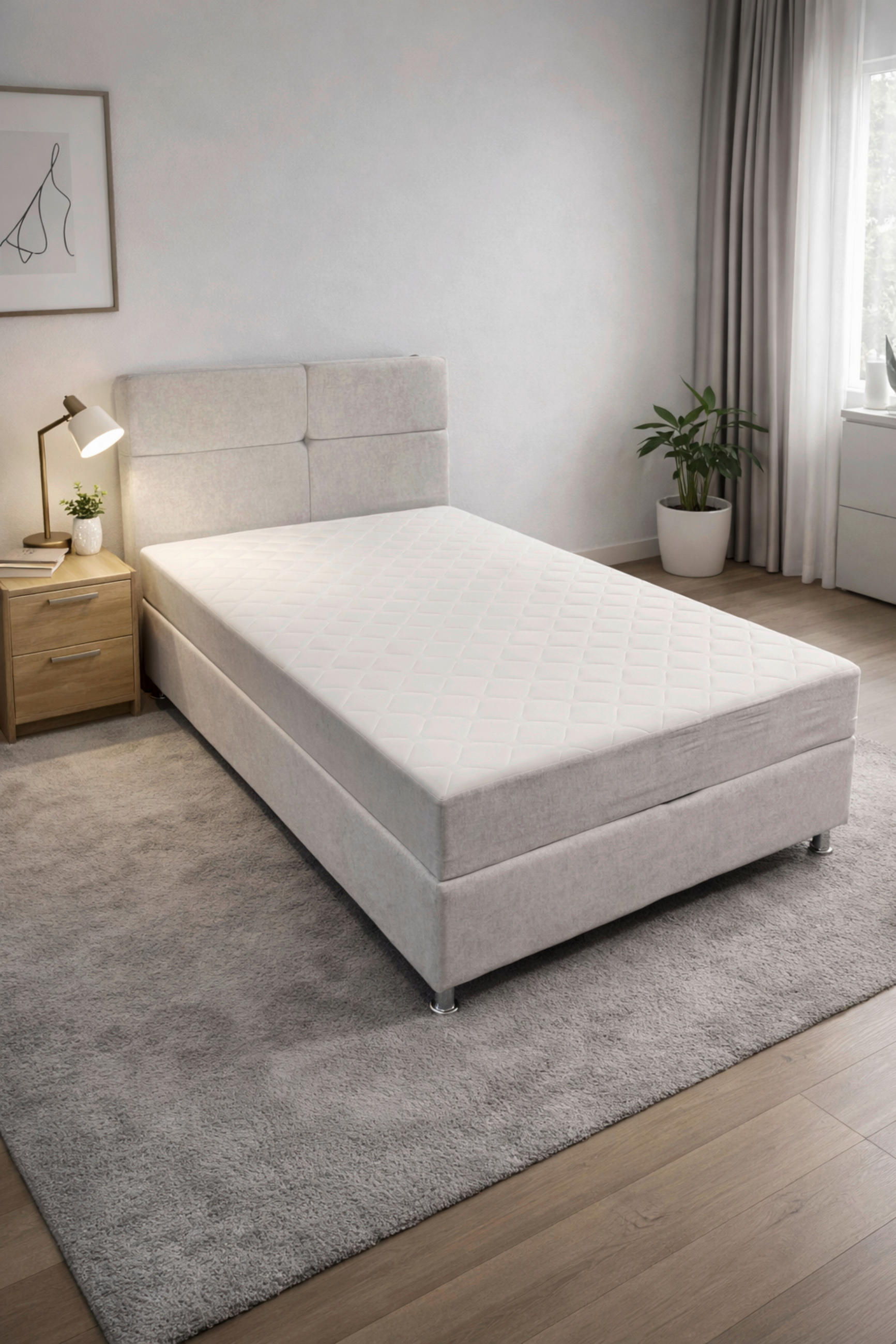 BOX KREVET 120/200 cm     svijetlo siva  - boje kroma/svijetlo siva, Moderno, drvni materijal/drvo (120/200cm) - Ti'me