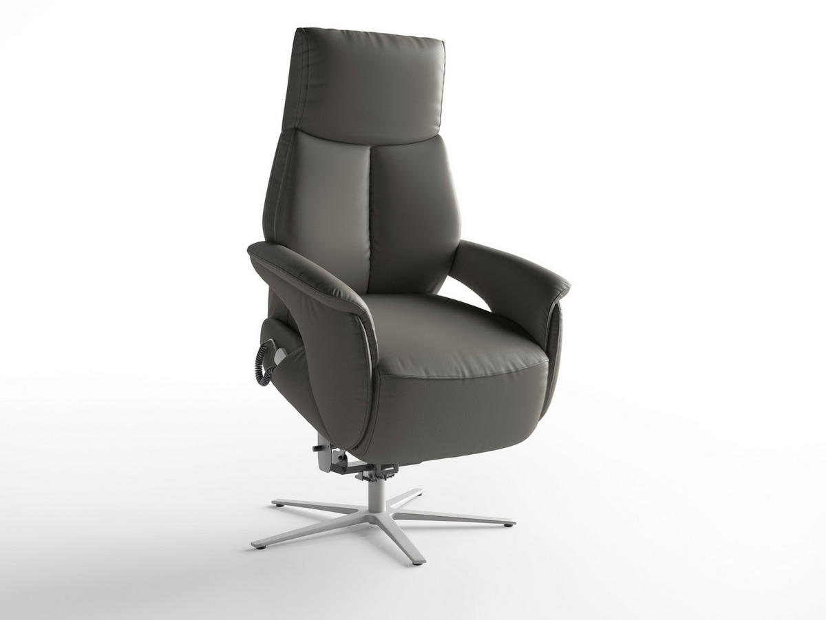 RELAXAČNÍ KŘESLO, kůže, antracitová - barvy stříbra/antracitová, Basics, kov/kůže (75/110/85cm) - Sit & More