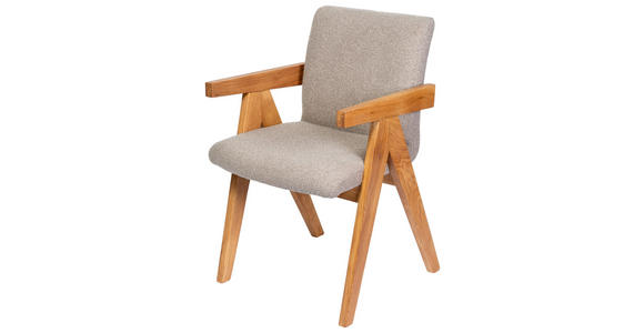ARMLEHNSTUHL in Holz, Textil Grau  - Eichefarben/Grau, KONVENTIONELL, Holz/Textil (53,5/83/62cm) - Linea Natura