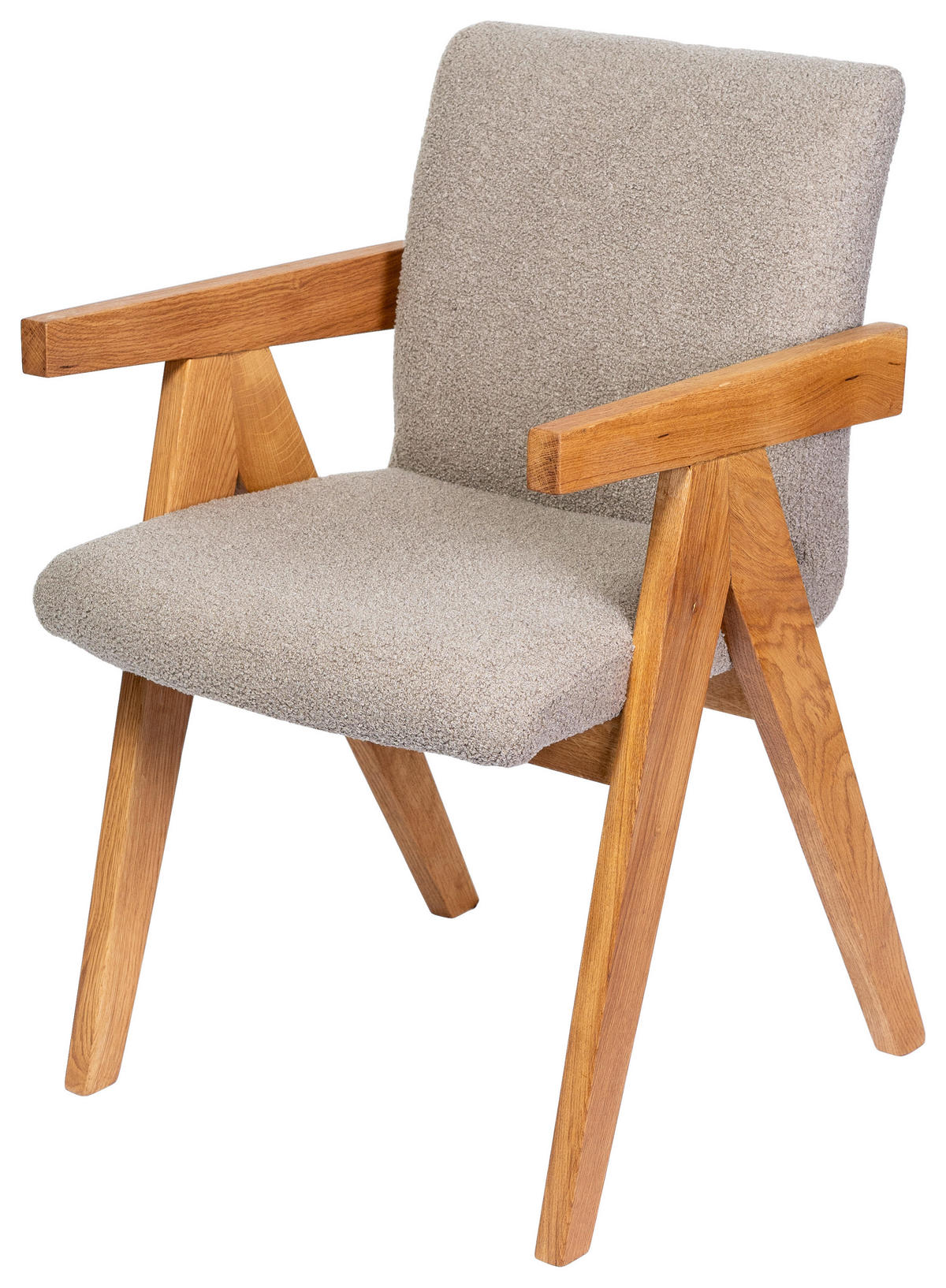 ARMLEHNSTUHL  in Bouclé  - Eichefarben/Grau, KONVENTIONELL, Holz/Textil (53,5/83/62cm) - Linea Natura