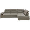 ECKSOFA in Echtleder Grau  - Alufarben/Grau, Design, Leder/Metall (309/211cm) - Beldomo Speed