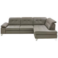 ECKSOFA Beldomo Premium Grau Echtleder  - Alufarben/Grau, Design, Leder/Metall (309/211cm) - Beldomo Speed