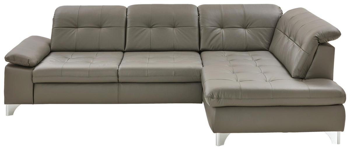 ECKSOFA Beldomo Premium Grau Echtleder  - Alufarben/Grau, Design, Leder/Metall (309/211cm) - Beldomo Speed