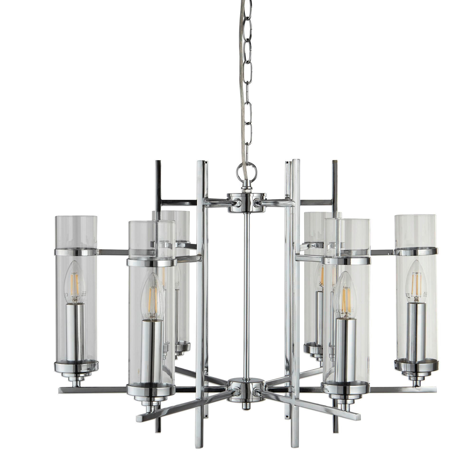 HÄNGELEUCHTE Milo 60/60/42 cm   - Chromfarben, Design, Glas/Metall (60/60/42cm) - Searchlight