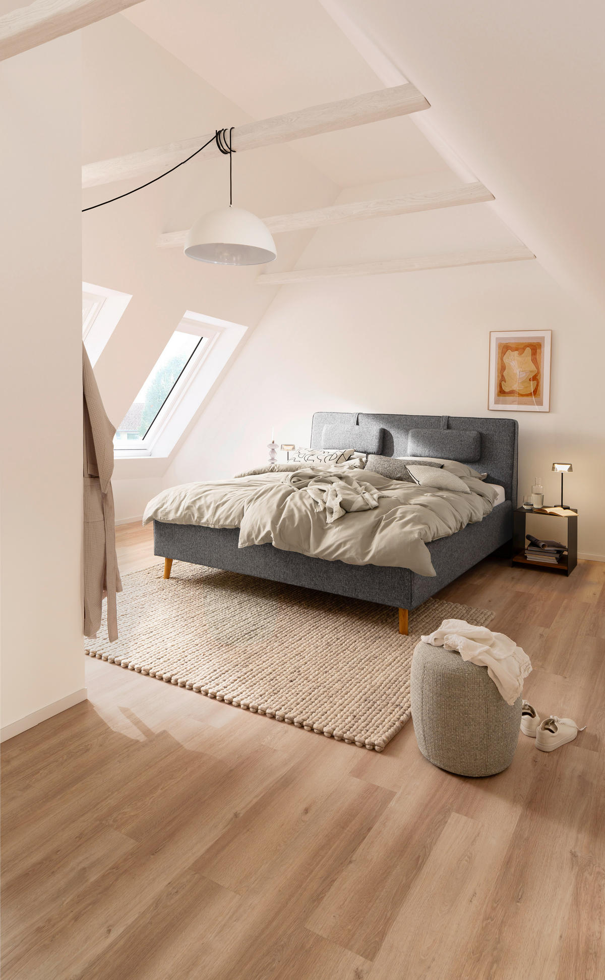 POLSTERBETT MADRID 180/200 cm  in Grau  - Eichefarben/Grau, Design, Holz/Textil (180/200cm) - Schöner Wohnen