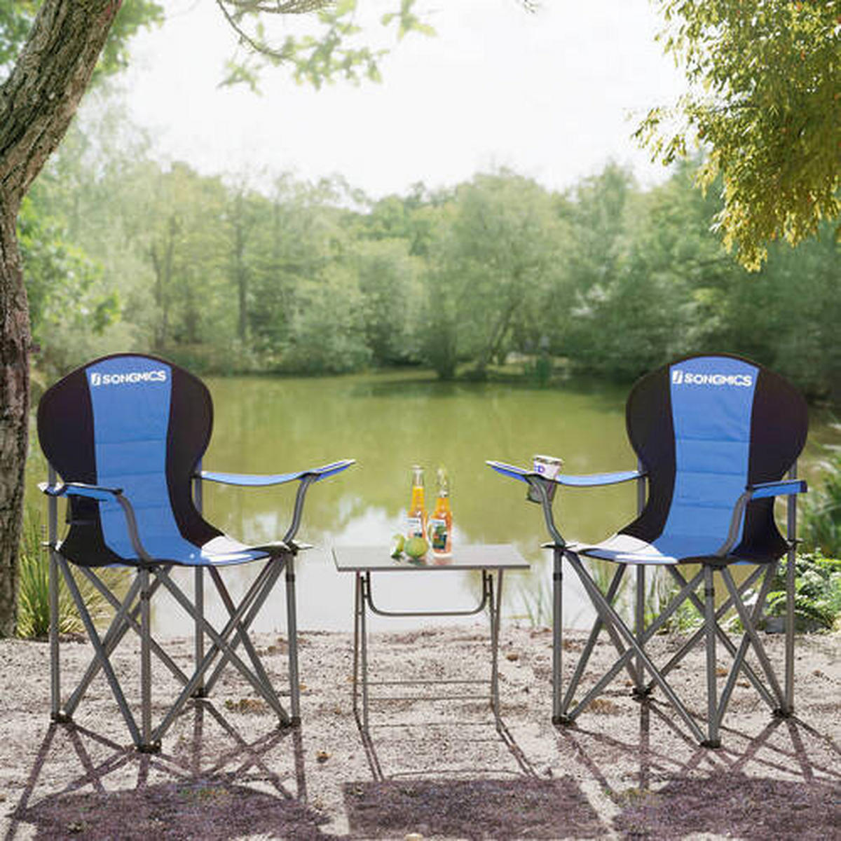 CAMPINGSESSEL in  - Blau/Silberfarben, Basics, Textil/Metall (90/102/55cm) - Modante