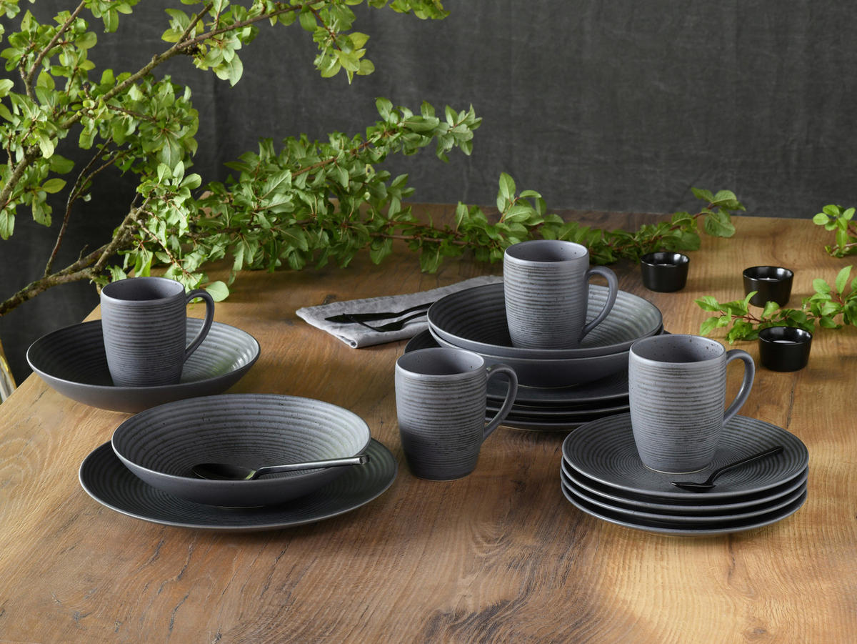 KOMPLETT SERVIS 16 delar  - antracit, Design, keramik - Creatable