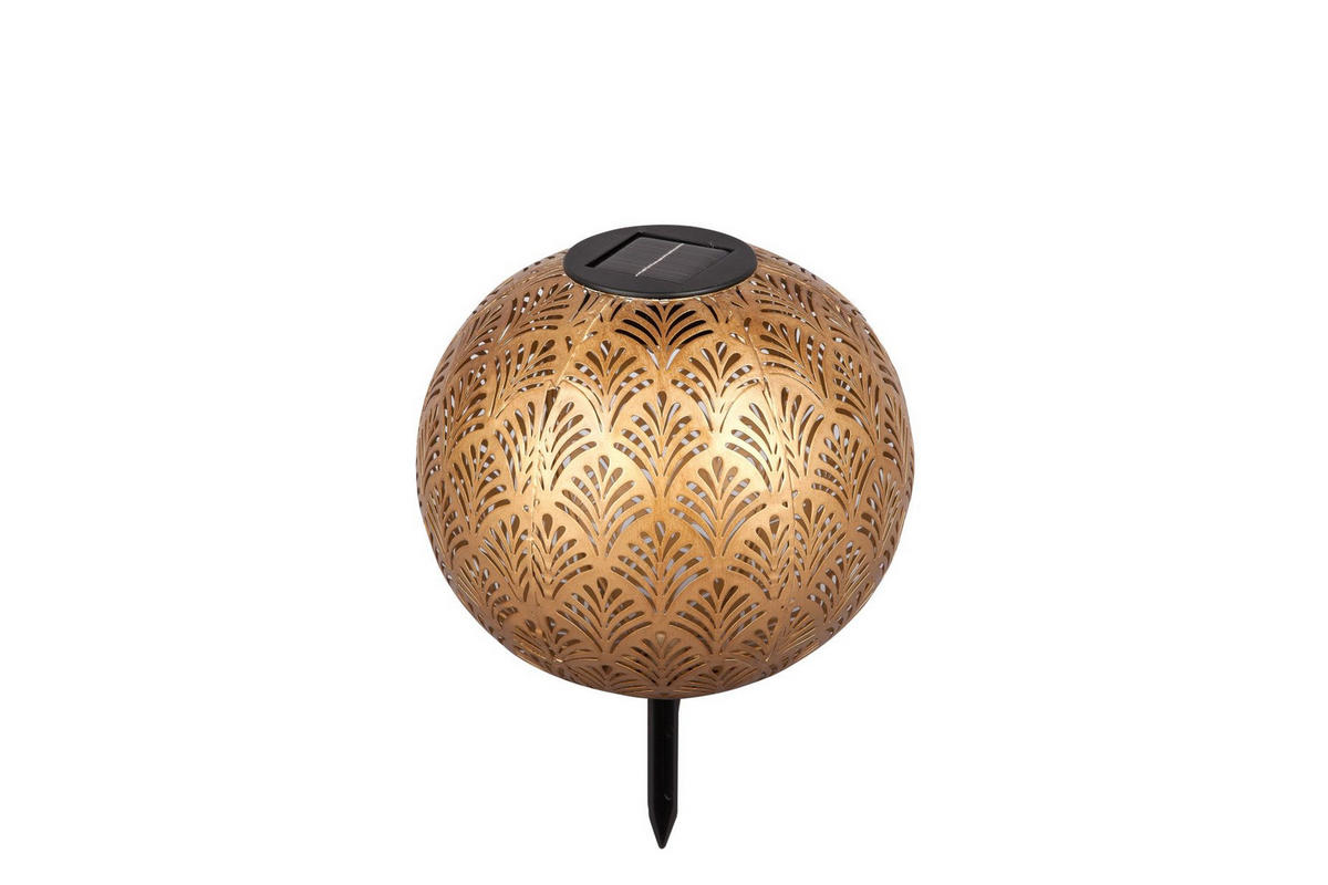 SOLARLEUCHTE 18 cm  - Goldfarben, Design, Kunststoff/Metall (18cm) - Ambia Garden