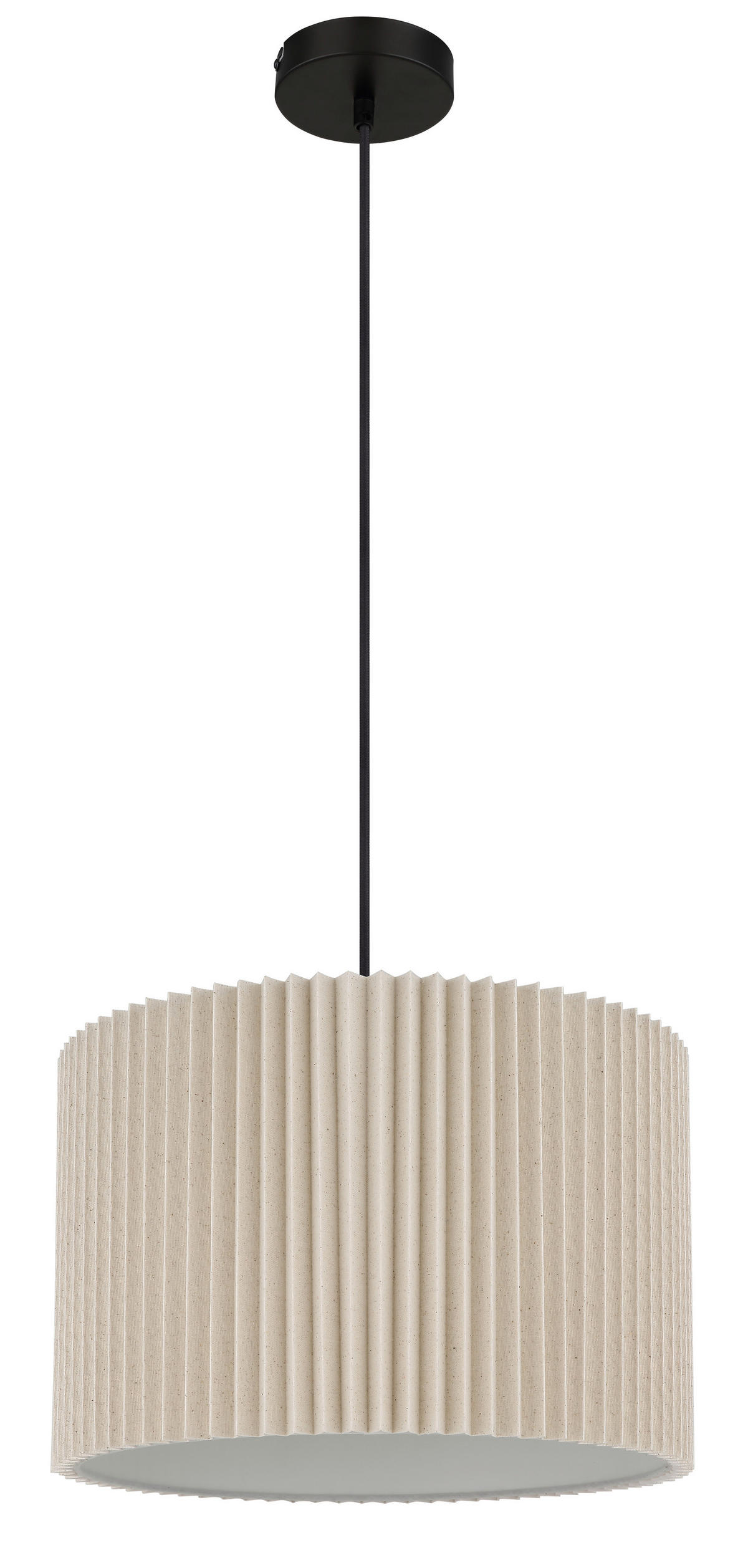 HÄNGELEUCHTE 38/120 cm    - Schwarz/Naturfarben, Basics, Textil/Metall (38/120cm) - Globo