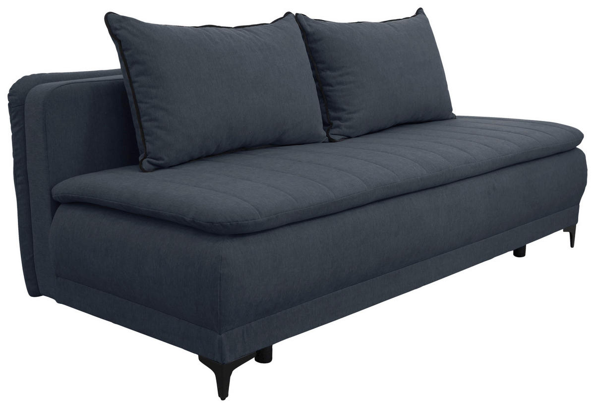SCHLAFSOFA MOLISS  mit Liegefunktion Flachgewebe Dunkelblau  - Schwarz/Dunkelblau, Basics, Textil/Metall (202/98/78cm) - Livetastic