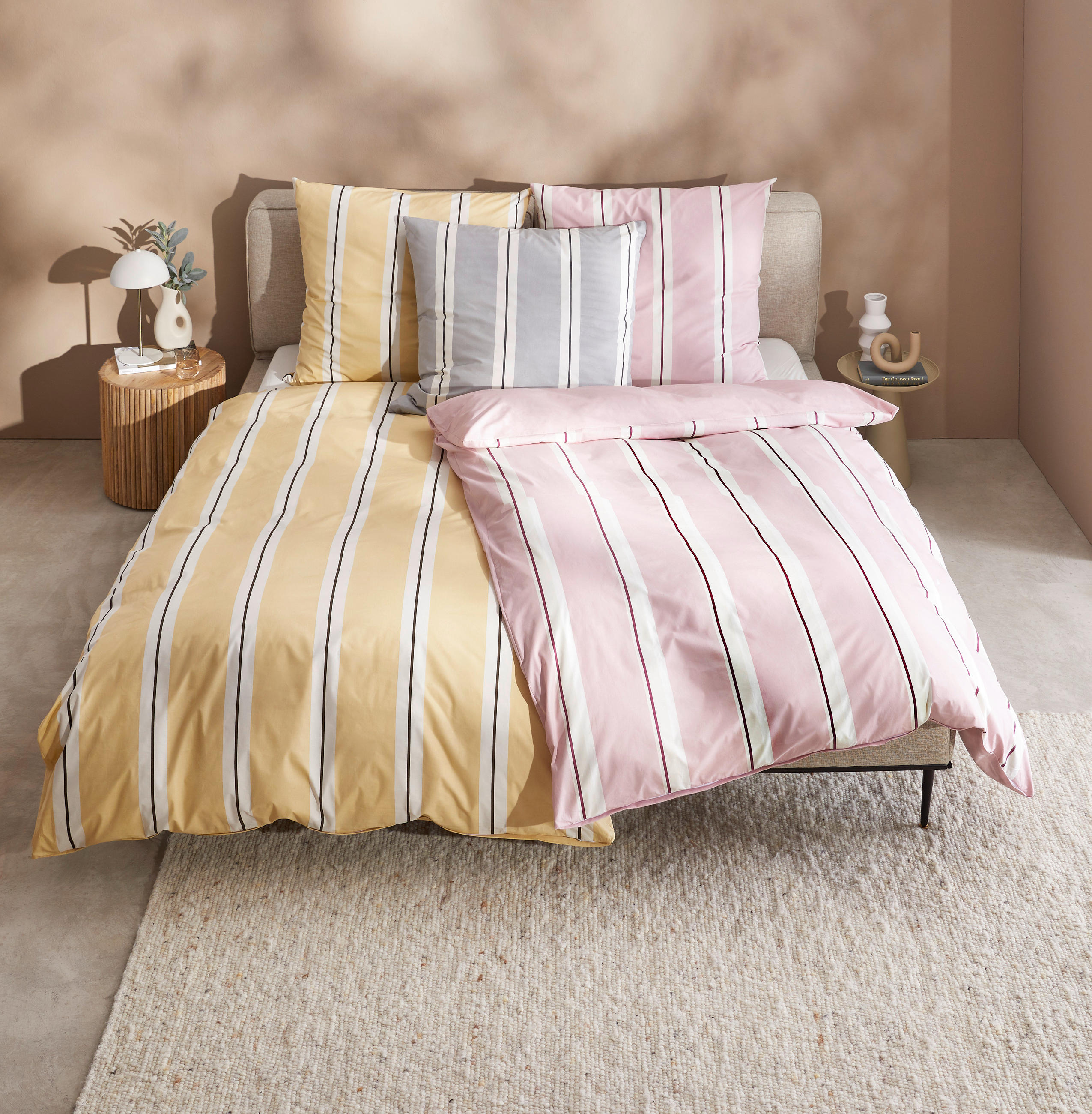BETTWÄSCHE Stripes Renforcé 155/220 cm  - Beige, KONVENTIONELL, Textil (155/220cm) - Novel