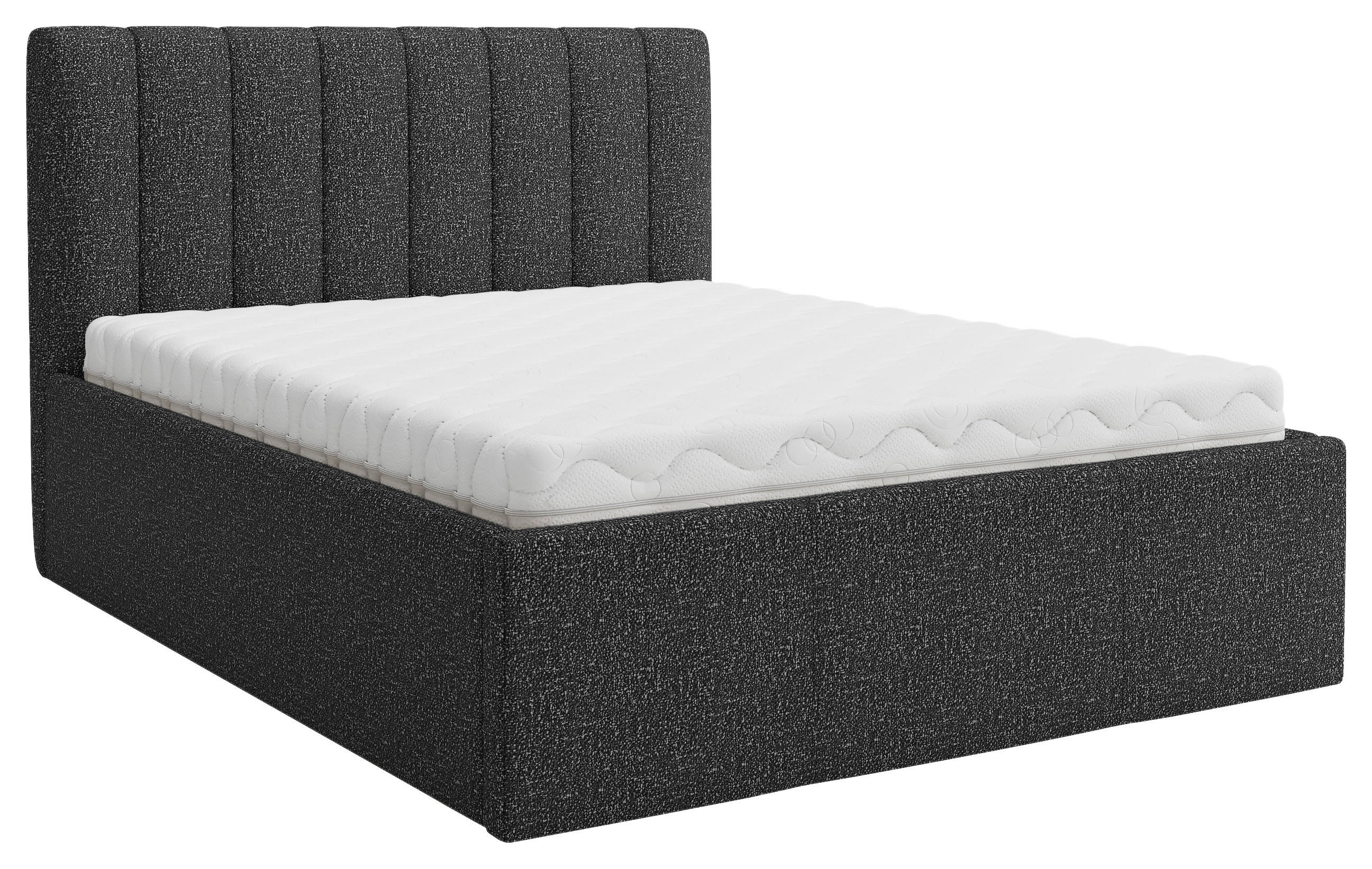 POLSTERBETT 160/200 cm,  in Anthrazit, Matratze, Lattenrost, Bettkasten, H3 + H4 = fest + sehr fest  - Anthrazit, Trend, Holz/Textil (160/200cm) - Boxxx