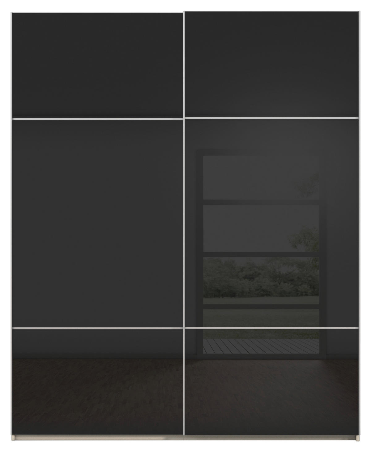 SCHWEBETÜRENSCHRANK in Schwarz, Champagner  - Champagner/Alufarben, Konventionell, Glas/Holzwerkstoff (162/223/68cm) - Novel
