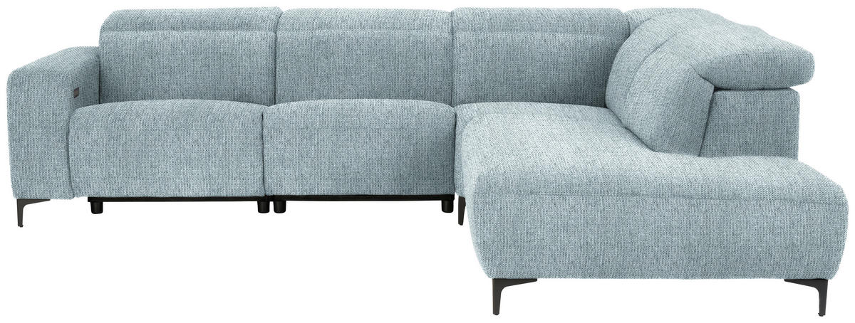 ECKSOFA Hellblau Flachgewebe  - Schwarz/Hellblau, Design, Textil/Metall (290/238cm) - Pure Home Lifestyle