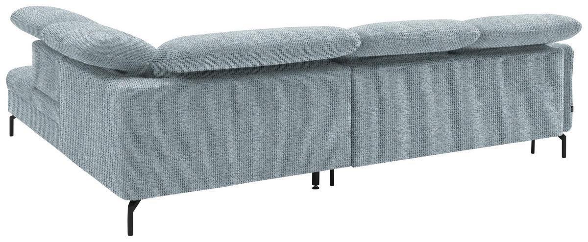 ECKSOFA in Flachgewebe Hellblau  - Schwarz/Hellblau, Design, Textil/Metall (299-313/233cm) - Dieter Knoll