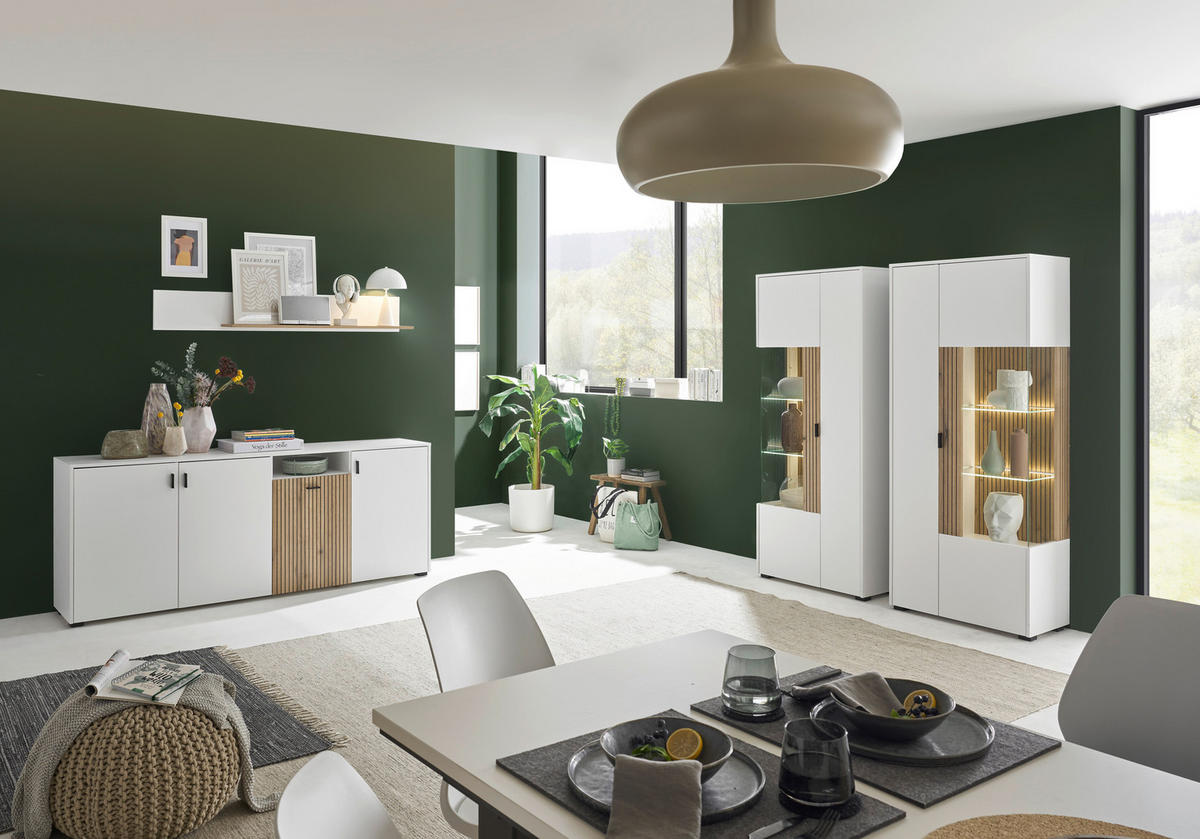 SIDEBOARD  in  - Eichefarben/Schwarz, Design, Holzwerkstoff/Kunststoff (200cm) - MID.YOU