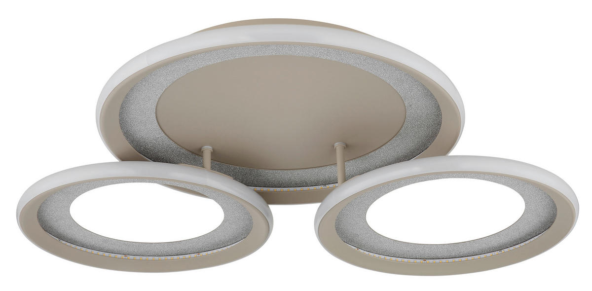 LED-DECKENLEUCHTE Glitra 62,5/60,5/11 cm  - Sandfarben/Silberfarben, Design, Kunststoff/Metall (62,5/60,5/11cm) - Globo