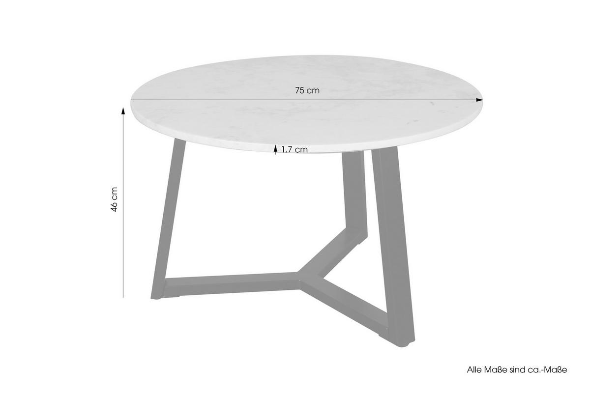 COUCHTISCH rund Schwarz, Weiß  - Schwarz/Weiß, Design, Stein/Metall (75/46/75cm) - MID.YOU