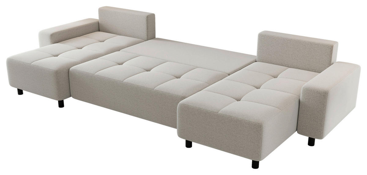 WOHNLANDSCHAFT Elfenbein Jacquard  - Elfenbein/Schwarz, MODERN, Kunststoff/Textil (144/318/144cm) - Carryhome