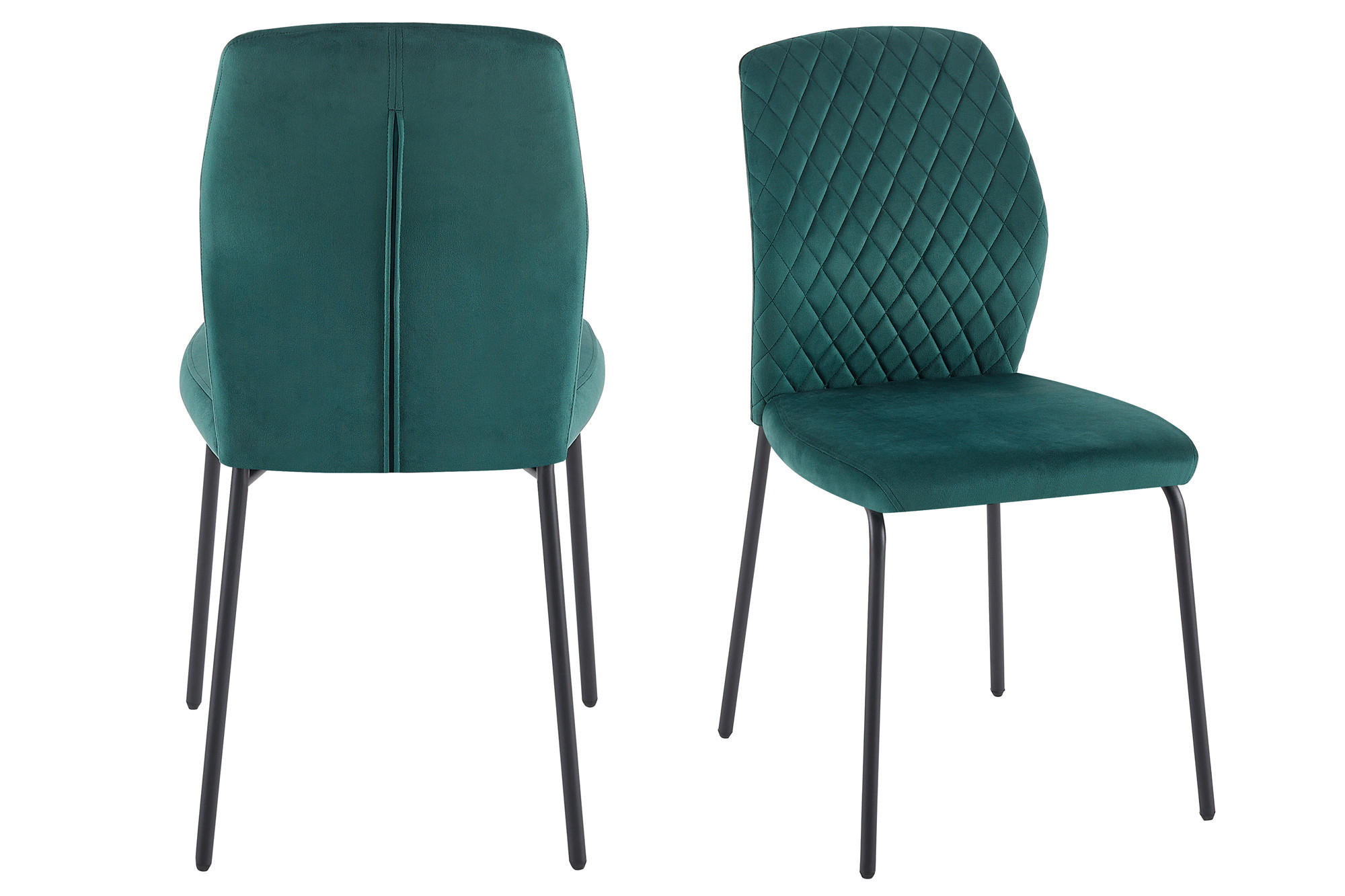 STUHL-SET 2 Stück  in Samt Textil  - Schwarz/Grün, MODERN, Textil/Metall (46,5/92/56,5cm) - Livetastic