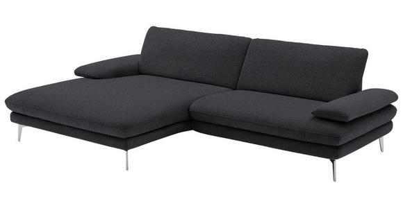 ECKSOFA Anthrazit Webstoff  - Anthrazit/Schwarz, Design, Textil/Metall (184/284cm) - Dieter Knoll