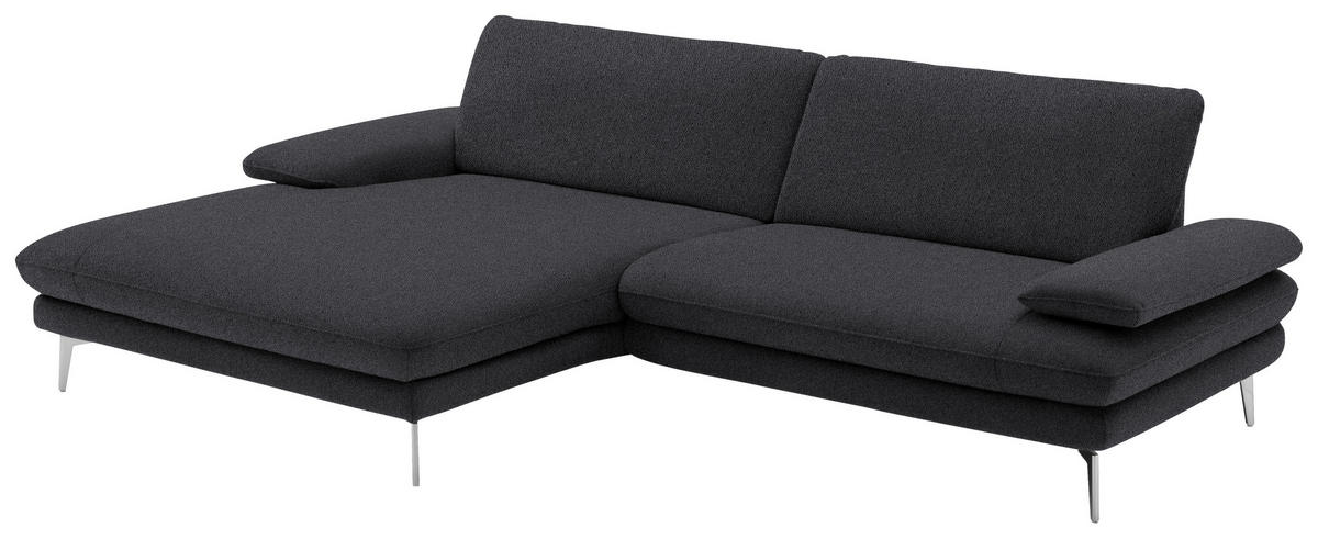 ECKSOFA in Webstoff Anthrazit  - Anthrazit/Schwarz, Design, Textil/Metall (184/284cm) - Dieter Knoll