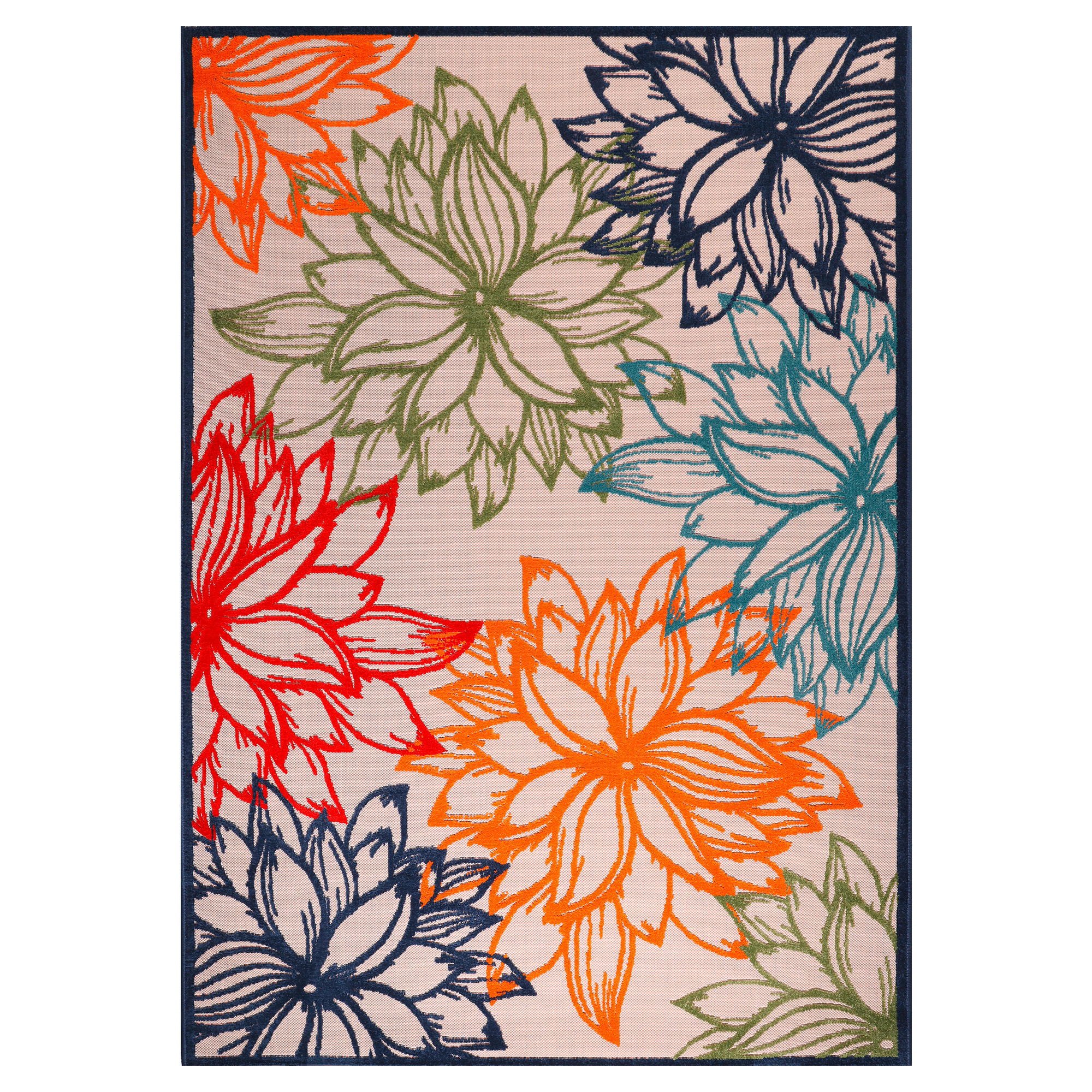 Novel Outdoorteppich Floral Mehrfarbig, Weiß 200x290 cm