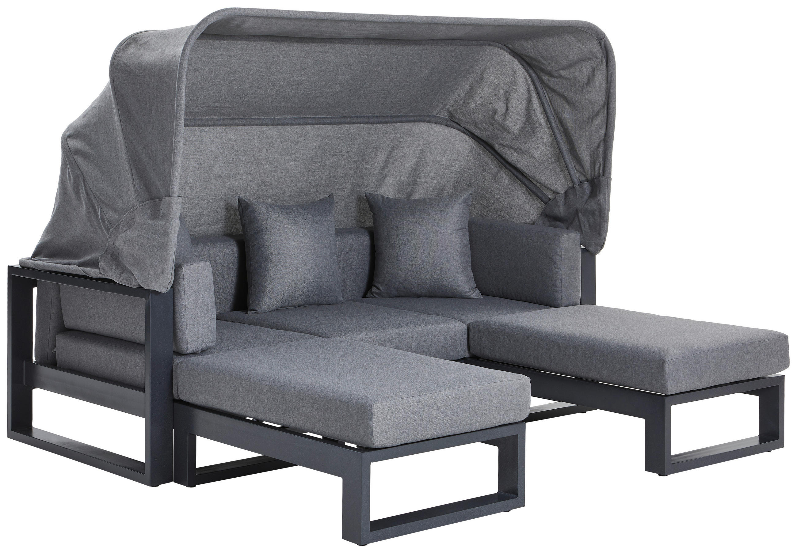LOUNGESOFA 196/60/90 cm Aluminium  - Anthrazit, Design, Textil/Metall (196/60/90cm) - Amatio
