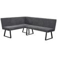 ECKBANK 152/190 cm Webstoff, Mikrofaser Grau, Schwarz   - Schwarz/Grau, KONVENTIONELL, Textil/Metall (152/190cm) - Carryhome