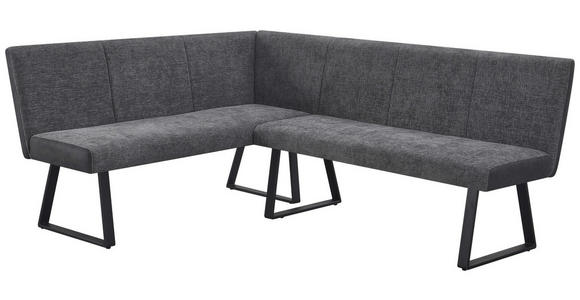ECKBANK 152/190 cm Webstoff, Mikrofaser Grau, Schwarz - Schwarz/Grau, KONVENTIONELL, Textil/Metall (152/190cm) - Carryhome