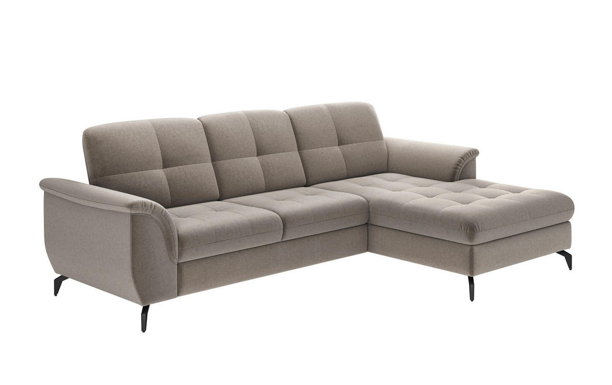 ECKSOFA in Flachgewebe Taupe  - Taupe/Schwarz, Modern, Textil/Metall (262/164cm) - Sit & More