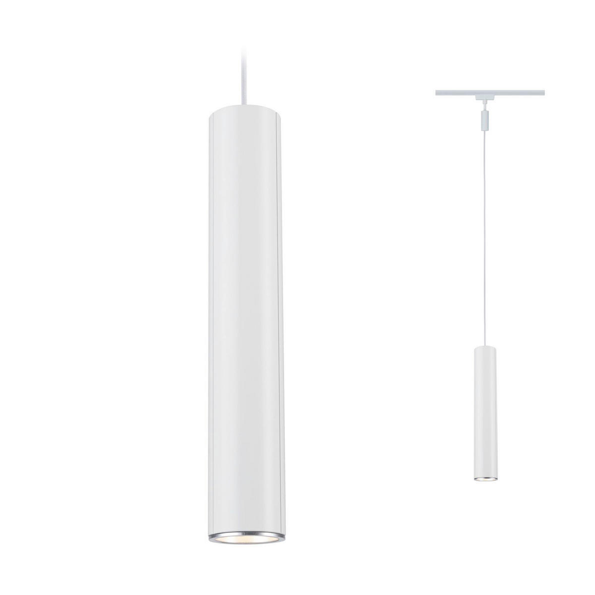 SCHIENENSYSTEM-HÄNGELEUCHTE URail 6,5/38,3 cm   - Chromfarben/Weiß, Basics, Metall (6,5/38,3cm) - Paulmann