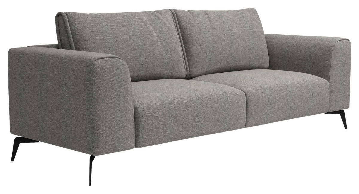 3-SITS SOFFA i flockad mörkgrå  - mörkgrå/svart, Design, metall/trä (246/87/88cm) - MID.YOU