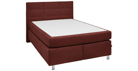 BOXSPRINGBETT 140/200 cm  in Rotbraun  - Rotbraun/Alufarben, KONVENTIONELL, Textil/Metall (140/200cm) - Dieter Knoll