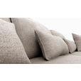 ECKSOFA Creme Chenille  inkl. Zierkissen, Rückenkissen, Nierenkissen, Bettkasten, Schlaffunktion, Rücken echt, Liegefläche im Originalstoff  - Creme/Grau, KONVENTIONELL, Kunststoff/Textil (293/205cm) - Carryhome