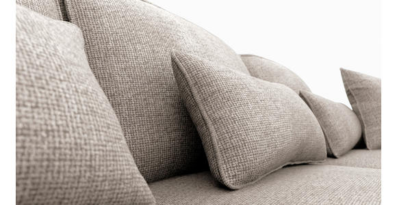 ECKSOFA Creme Chenille  inkl. Zierkissen, Rückenkissen, Nierenkissen, Bettkasten, Schlaffunktion, Rücken echt, Liegefläche im Originalstoff  - Creme/Grau, KONVENTIONELL, Kunststoff/Textil (293/205cm) - Carryhome
