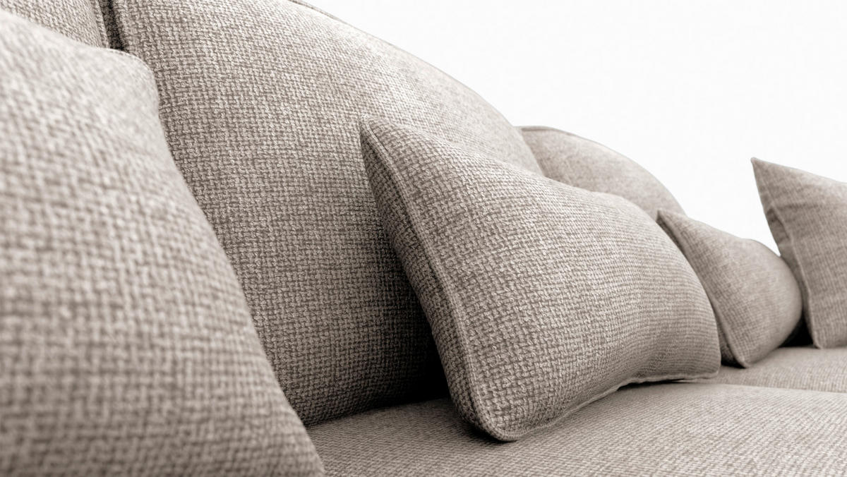 ECKSOFA Creme Chenille  - Creme/Grau, KONVENTIONELL, Kunststoff/Textil (293/205cm) - Carryhome