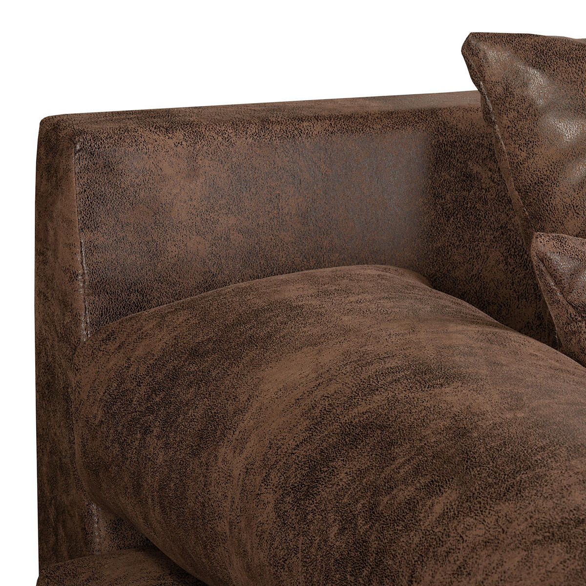 ECKSOFA Naomi in Lederlook Dunkelbraun Rückenkissen  284/243 cm  - Dunkelbraun/Schwarz, Design, Kunststoff/Textil (284/243cm) - P & B