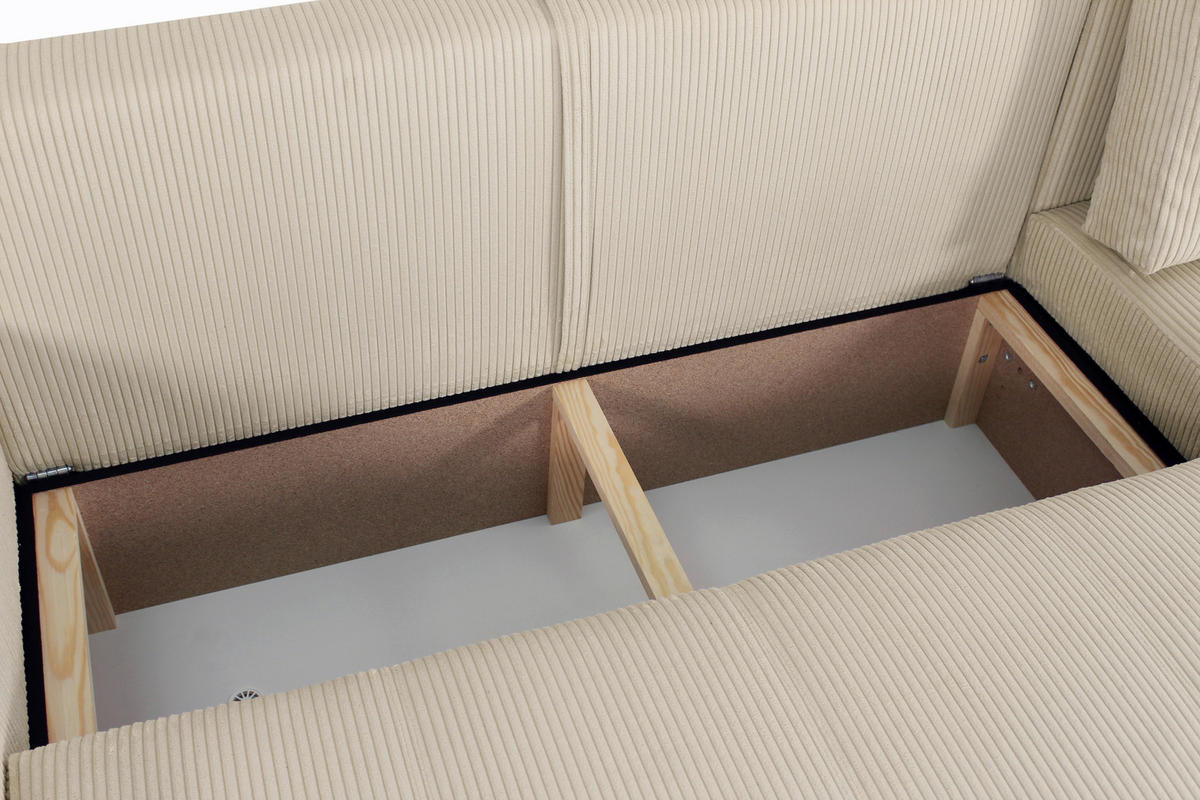 ECKSCHLAFSOFA  mit Cord Creme  - Creme/Schwarz, KONVENTIONELL, Textil (248/146cm) - Xora