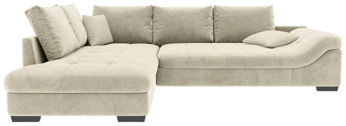 ECKSOFA in Cord Naturfarben  - Schwarz/Naturfarben, Konventionell, Holz/Textil (202/298cm) - MID.YOU