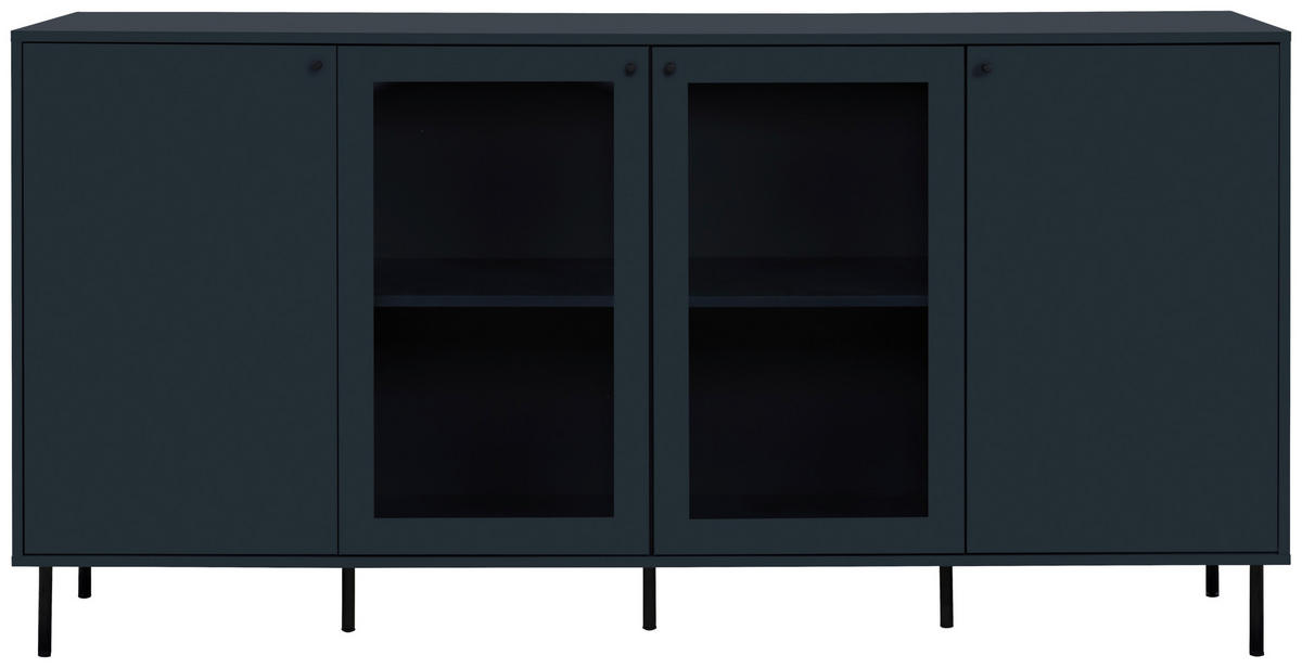 KOMODA   180/90/40 cm   plava  - crna/plava, Design, staklo/drvni materijal (180/90/40cm) - MID.YOU