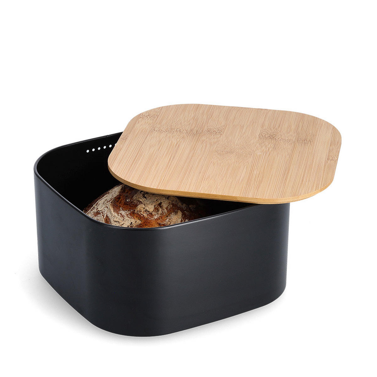 BROTKASTEN - Schwarz, Basics, Holz/Metall (27/27/15cm) - Zeller Present
