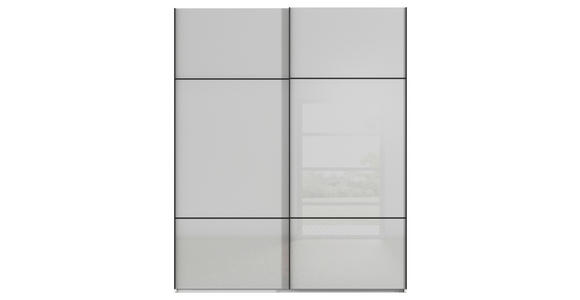 SCHWEBETÜRENSCHRANK 162/223/68 cm 2-türig Grau, Weiß - Schwarz/Weiß, KONVENTIONELL, Glas/Holzwerkstoff (162/223/68cm) - Novel
