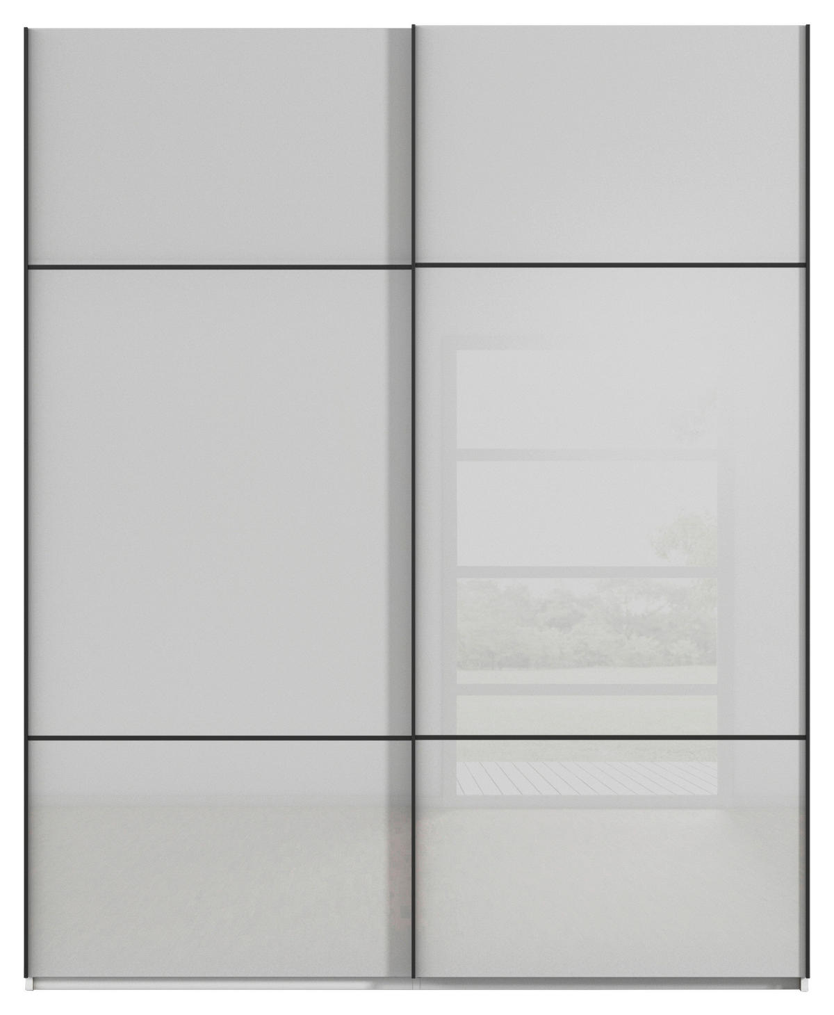 SCHWEBETÜRENSCHRANK in Grau, Weiss  - Weiss/Schwarz, Konventionell, Glas/Holzwerkstoff (162/223/68cm) - Novel