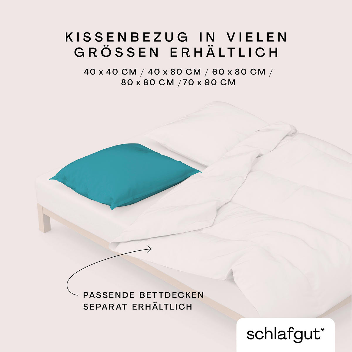 KOPFPOLSTERBEZUG WOVEN SATIN 70/90 cm  - Pastellblau, Basics, Textil (70/90cm) - Schlafgut