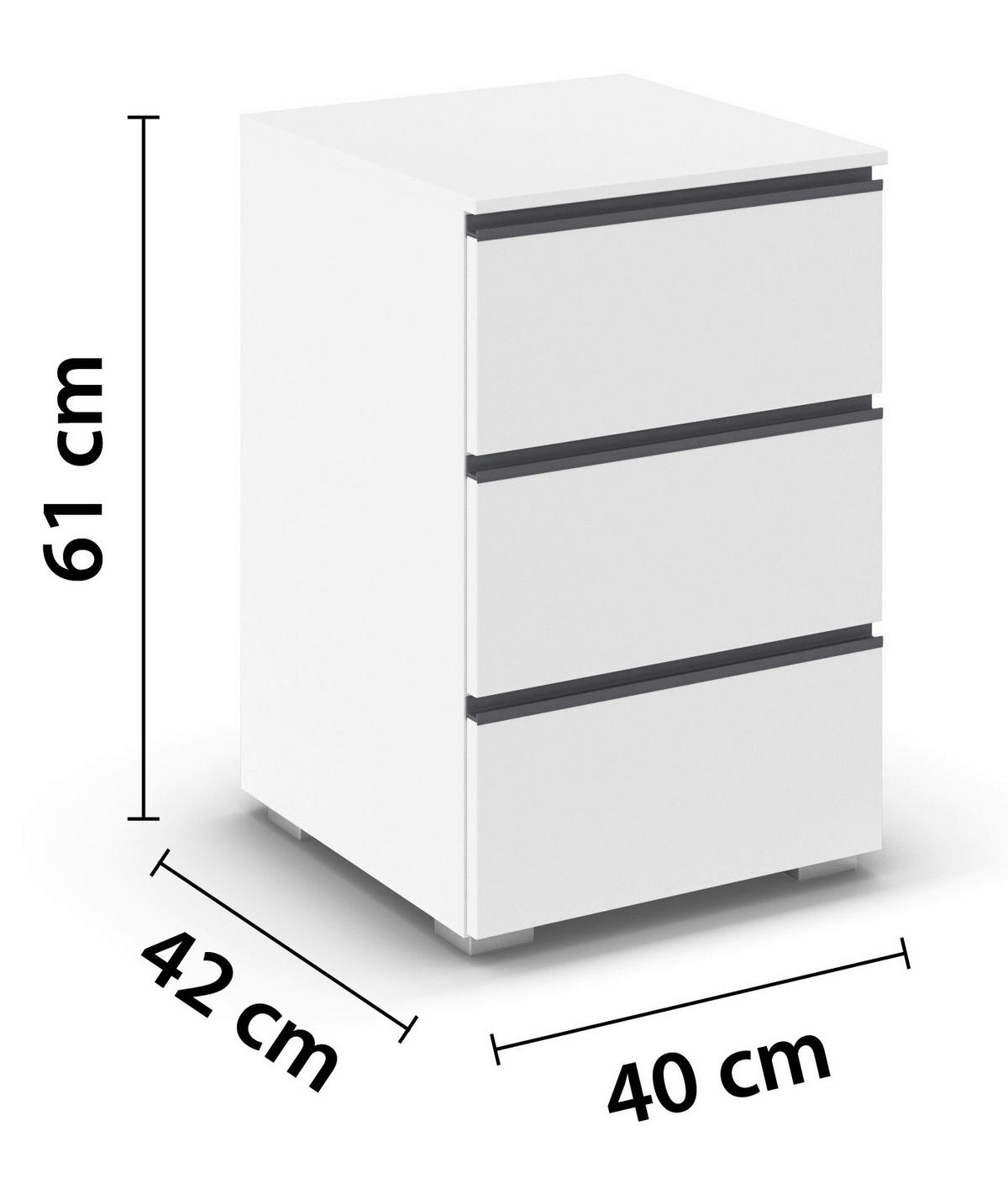 NOČNA OMARICA, bela  - siva/bela, Trend, umetna masa/leseni material (40/61/42cm) - Xora